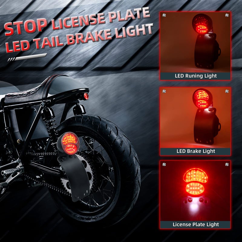 Amazicha LED License Plate Brake Light Tail Light with 1 Inch Axle Hole Curved Bracket Compatible for Harley Sporster Bobber Choppers - Image 2